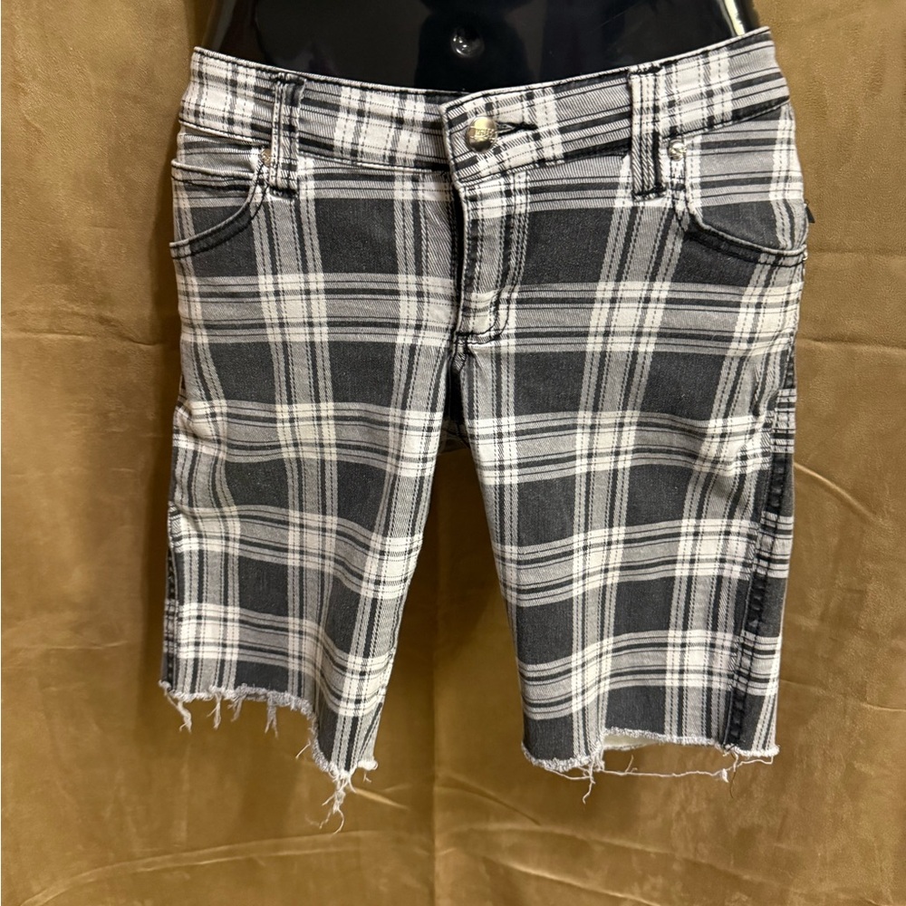 TRIPP NYC DIY cut off pants white plad 2000s